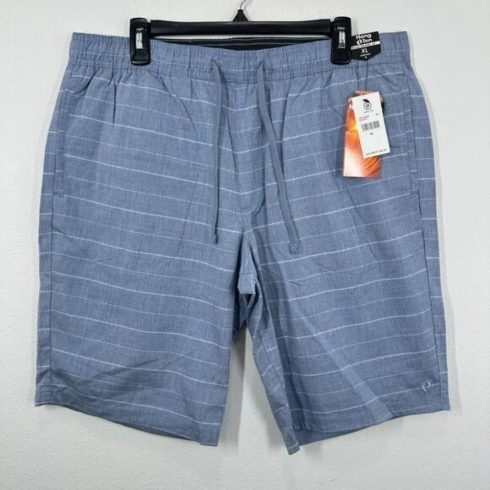 Hang Ten Men's Blue White Striped Casual Pull On Shorts Beach Summer Brand‎ New